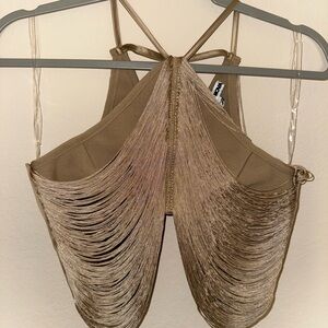 Fashion Nova Tan Fringe Tank Top